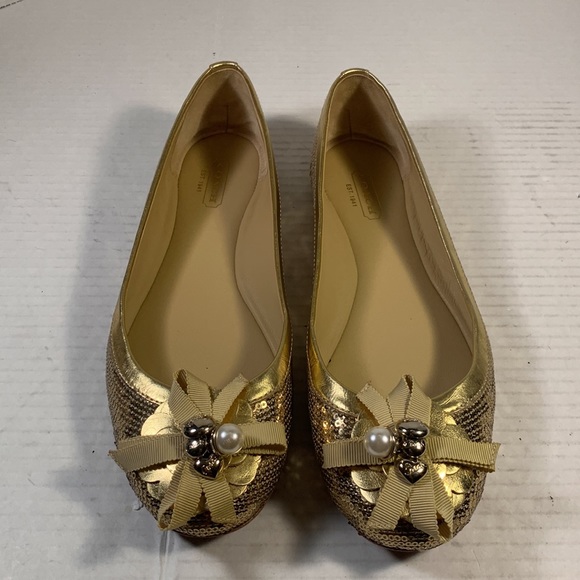 Coach Abigail Gold Sequin Ballet Flats With Logo Charms - Picture 3 of 8